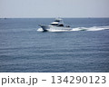 神奈川県逗子市：逗子・葉山：真夏の日小型船が葉山沖を軽やかに航行している 134290123