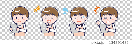 タブレットを使う「保育士」の男性 134291483