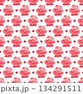 Vector seamless pattern with pink roses on a white background 134291511