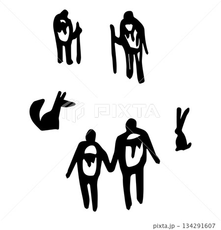 A vector set of people and animals 134291607
