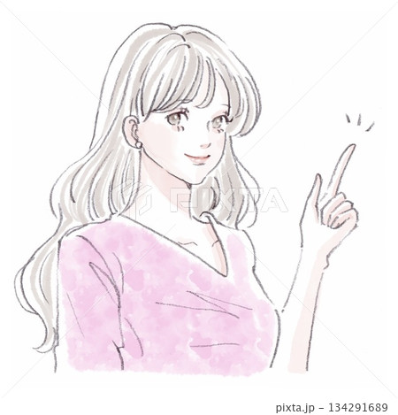 水彩画・手描き風の女性・女の子のイラスト素材 水彩画・手描き風の女性・女の子のイラスト素材 134291689