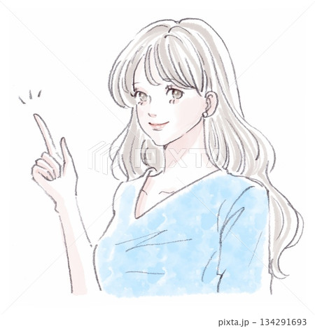 水彩画・手描き風の女性・女の子のイラスト素材 134291693