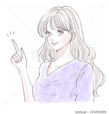 水彩画・手描き風の女性・女の子のイラスト素材 134291694
