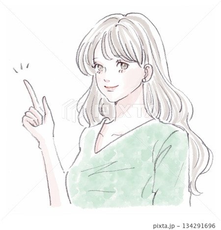 水彩画・手描き風の女性・女の子のイラスト素材 134291696
