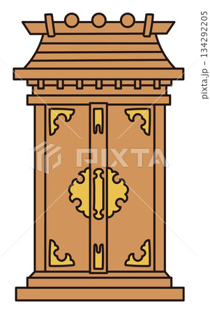 神棚のお社 ベクターイラスト｜日本の神道・和風・縁起素材 134292205