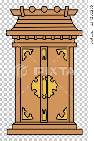 神棚のお社 ベクターイラスト｜日本の神道・和風・縁起素材 134292205