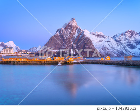 North. Lofoten Islands, Norway. Natural winter landscape. 134292612