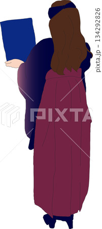 卒業袴で卒業証書を持った女性 134292826