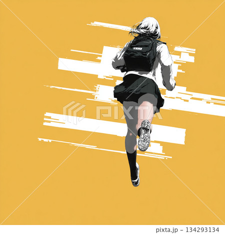 走る女子高生 134293134