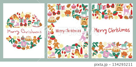 Modern Gingerbread Christmas Card Set 134293211