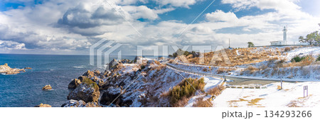 「青森県」雪景色の種差海岸　八戸市 134293266