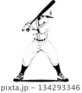 野球のバッター　バッティング構えのプロ野球風イラスト 134293346