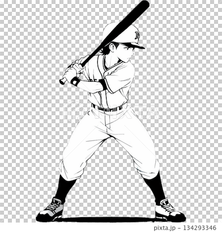 野球のバッター バッティング構えのプロ野球風イラスト 野球のバッター バッティング構えのプロ野球風イラスト 134293346