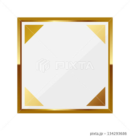 高級感のあるシンプルな四角形フレーム　ホワイト＆ゴールド 134293686