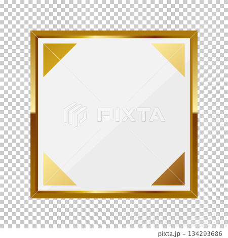 高級感のあるシンプルな四角形フレーム　ホワイト＆ゴールド 134293686