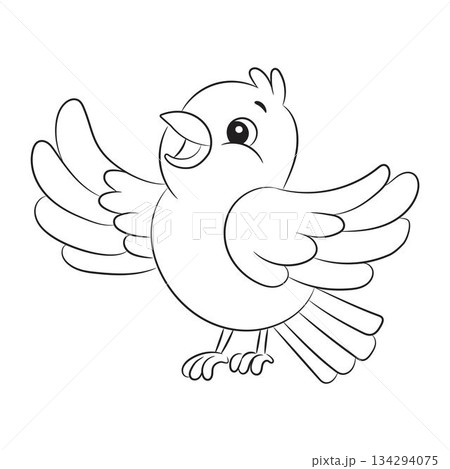 Cute cartoon bird line art outline drawing for coloring book 134294075
