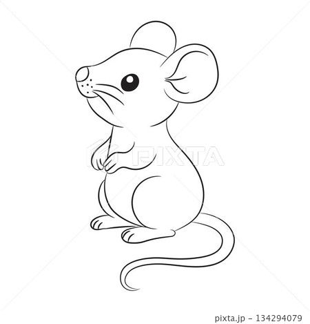 Cute cartoon mouse line art outline drawing for coloring book Cute cartoon mouse line art outline drawing for coloring book 134294079