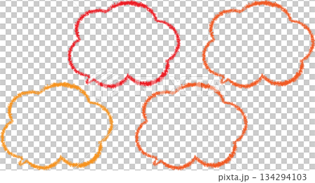 A set of colorful cloud-shaped frames drawn with crayons. A set of colorful cloud-shaped frames drawn with crayons. 134294103