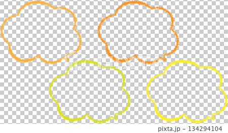 A set of colorful cloud-shaped frames drawn with crayons. A set of colorful cloud-shaped frames drawn with crayons. 134294104