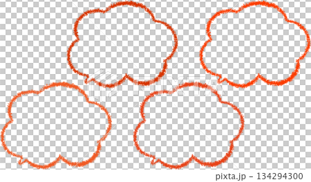 橘色雲朵造型相框套裝。有多種橙色可選。可愛手繪風格。 134294300