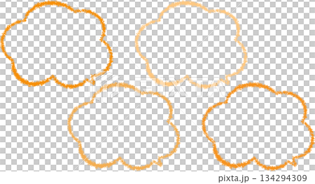 Orange cloud-shaped frame set. Available in various orange colors. Cute, hand-drawn style. Orange cloud-shaped frame set. Available in various orange colors. Cute, hand-drawn style. 134294309
