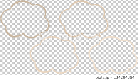 A set of various brown speech bubbles. Cloud-shaped speech bubbles drawn with crayons. Cute and doodle-like. 134294384