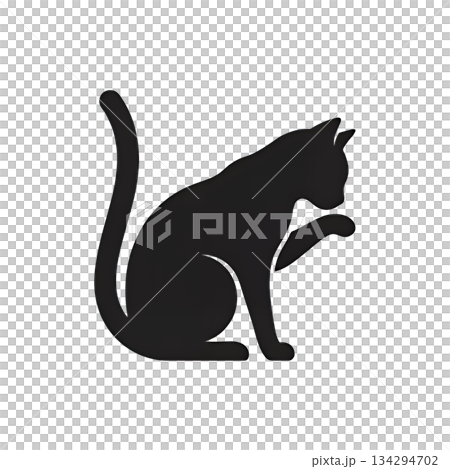 Grooming cat silhouette 134294702