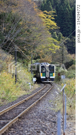 走行するJR久留里線の列車、上総松丘駅近くで撮影 134294772
