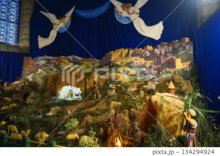 Colorful Nativity Diorama with Angels Colorful Nativity Diorama with Angels 134294924