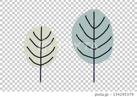 具有北歐自然風格的簡約樹木插圖（圓形） 134295379