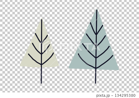 具有北歐自然風格的簡約樹木插圖（三角形） 134295380