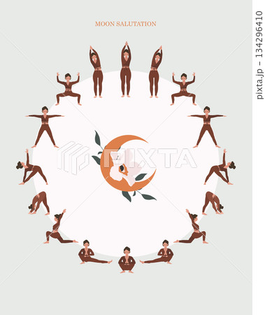 Moon salutation poster, Chandra Namaskar Moon salutation poster, Chandra Namaskar 134296410