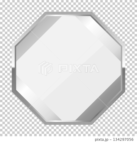 一款簡約而奢華的白色和銀色八角形相框。 134297056