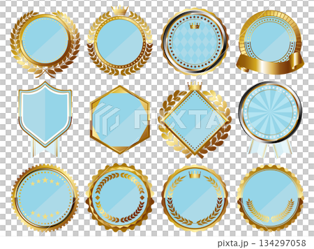 一套12個藍金相框，造型奢華，宛如童話世界。 134297058