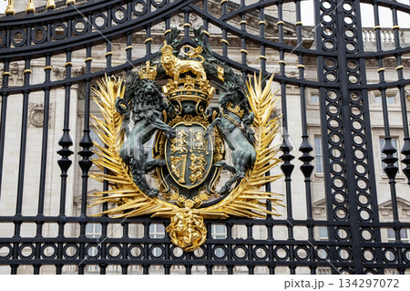 Royal Crest on Gate at Historic Palace in the City of London 134297072