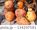 個性あるかぼちゃがたくさんあるハロウィン 134297581