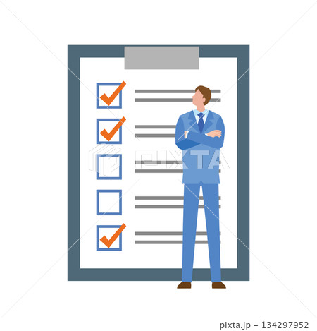 チェックシートを見る男性 134297952