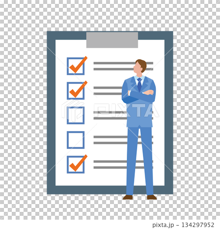 チェックシートを見る男性 134297952