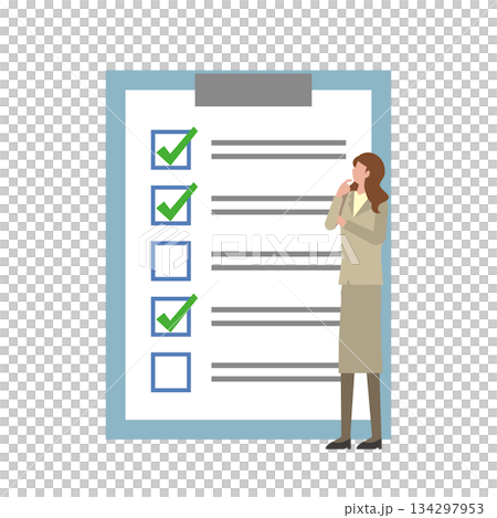 A woman looking at a checklist 134297953