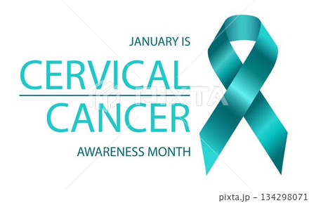 Cervical Cancer Awareness Month. January is Cancer Awareness Month. Teal Ribbon. National Cancer Awareness Month. Vector Illustration Cervical Cancer Awareness Month. January is Cancer Awareness Month. Teal Ribbon. National Cancer Awareness Month. Vector Illustration 134298071