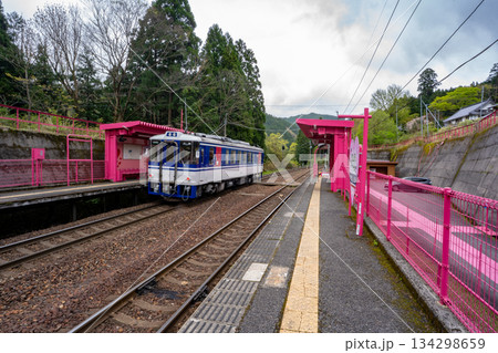 恋山形駅のホームと電車の風景 134298659