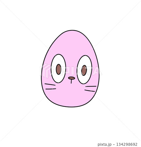 A cartoonish pink egg with a cat's face drawn on it A cartoonish pink egg with a cat's face drawn on it 134298692
