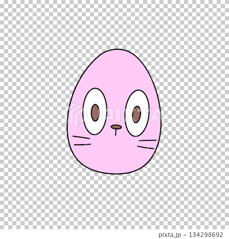 A cartoonish pink egg with a cat's face drawn on it A cartoonish pink egg with a cat's face drawn on it 134298692