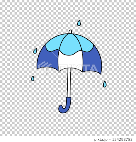 A blue umbrella with raindrops on it 134298782
