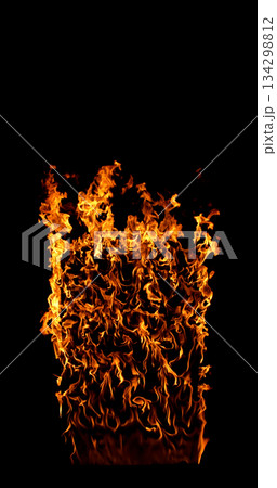 Capture of a burning rectangular surface, isolated on a black background. Perfect for VFX overlays, compositing, and cinematic fire effects. 134298812