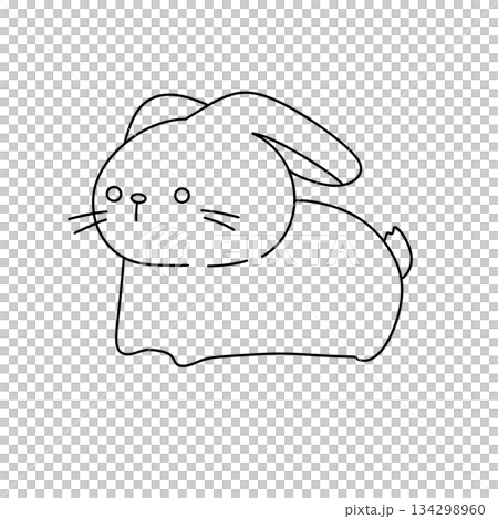A rabbit is drawn in black and white 134298960