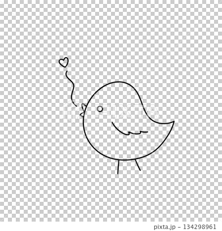 A bird with a heart on its chest is singing 134298961