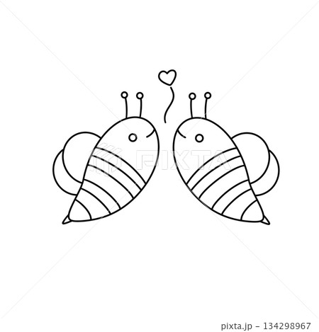 Two bees are holding a heart 134298967