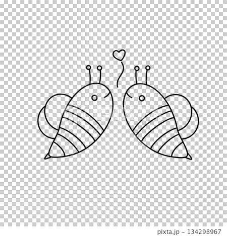 Two bees are holding a heart 134298967