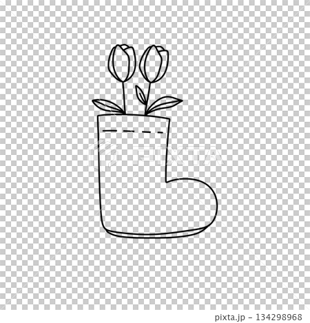 A white flower pot with two flowers in it 134298968